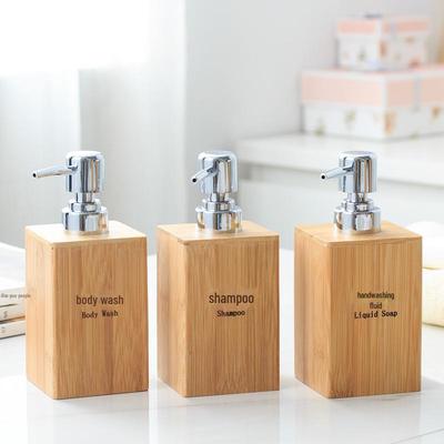 Dispenser da bagno in bambù: Contenitore per lozione, sapone, gel, shampoo per hotel, casa, ristorante