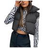Herbst Winter Damen Kurze Baumwoll Daunenweste Kurzer Stehkragen Warme Ärmellose Steppweste Outdoor Reisejacke