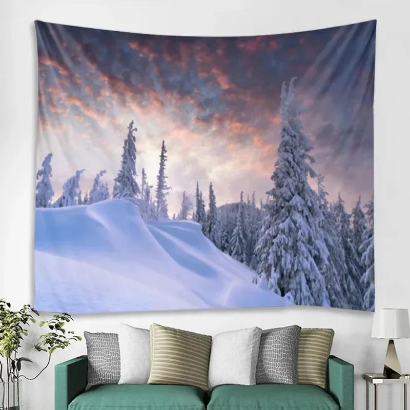 Winter Snowy Forest Pattern Bedroom Curtain Background Cloth Home Decoration Room Living Room Wall Tapestry
