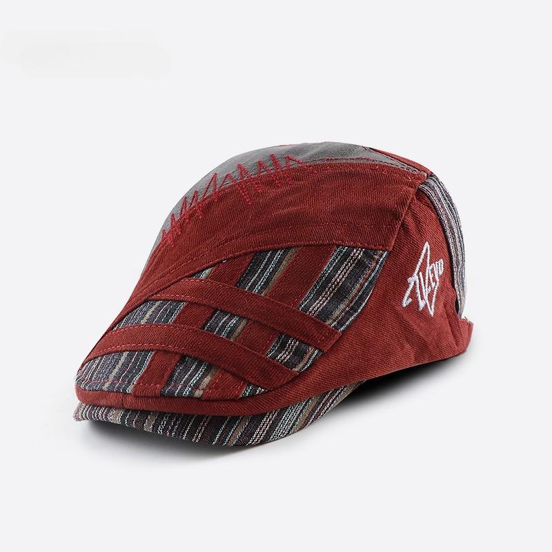 

High Quality Men Women Vintage Striped Newsboy Cap Adjustable Chic Casual Cotton Patchwork Flat Male Warm Windproof Gatsby Cap