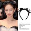 Black Satin Bow Headband - Jennie Kim & Hepburn Style, Pressure-Free Hairband for Women