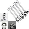 6 stk Skraldenøkkel med fleksibelt hode Dobbeltformål 72 tenner Kromvanadiumstål Fastnøkkel Bilreparasjon Håndverktøy
