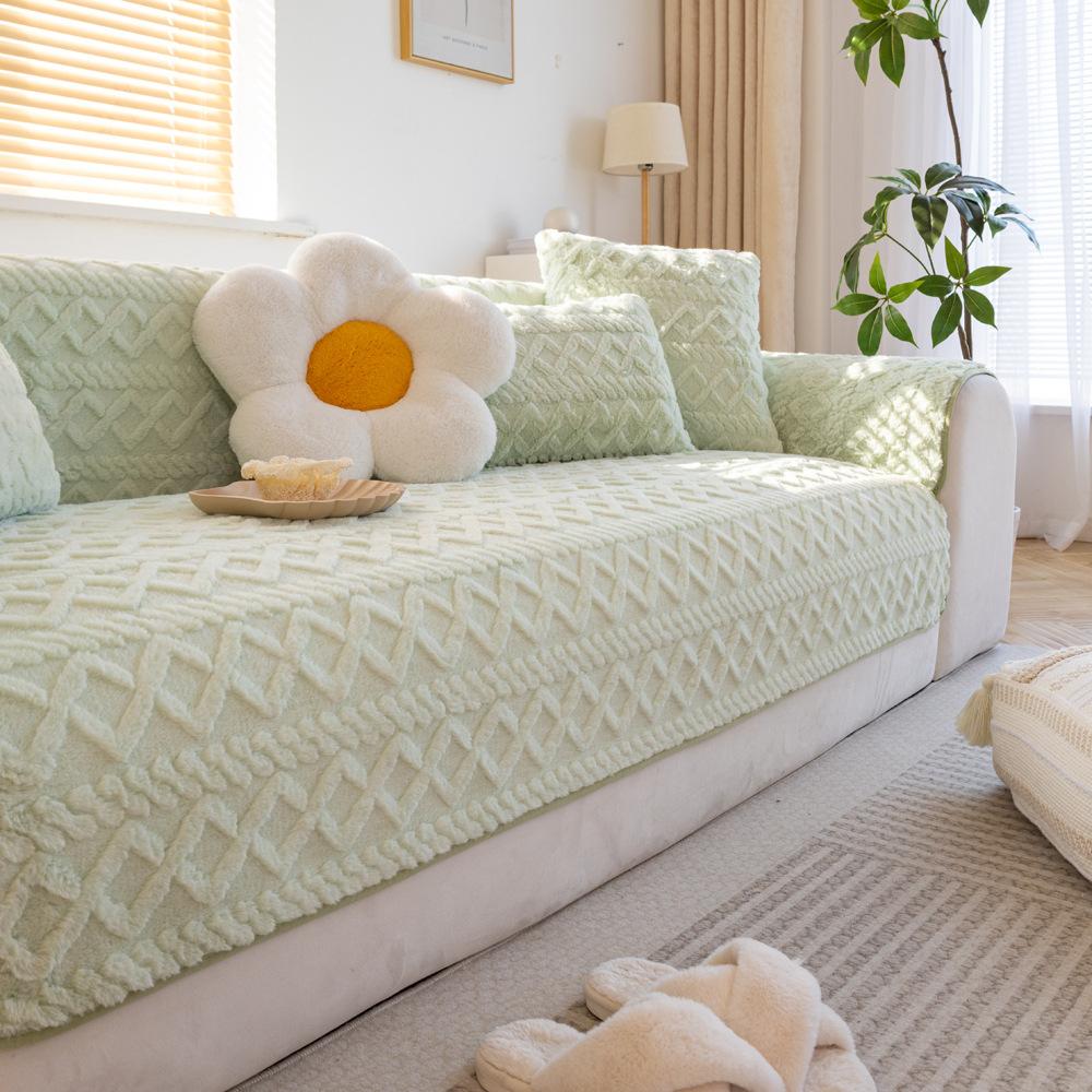 

Теплая плюшевая подушка для дивана с кроликом, зимнее утолщенное флисовое одеяло для дивана, Нескользящие подушки для сиденья, тканевый чехол 70X70