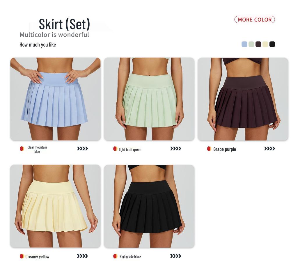 Alosco Plissiertes Yoga-Tanktop & Rock Set - Doppellagig Tennis/Golf/Laufen Fitness Zweiteiler