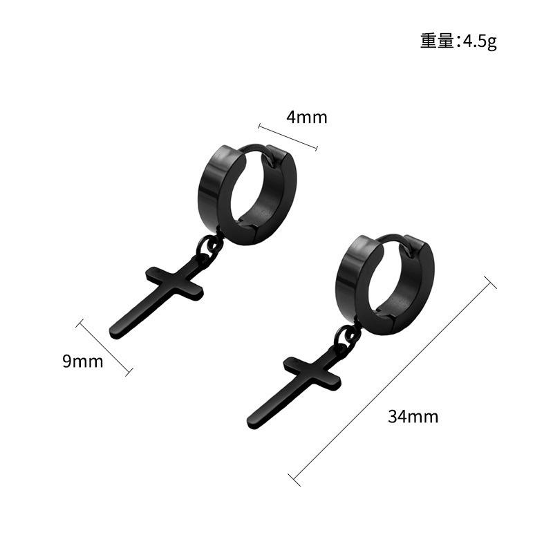 Boucles d'oreilles pendantes croix élégantes en acier inoxydable, clous d'oreilles inaltérables