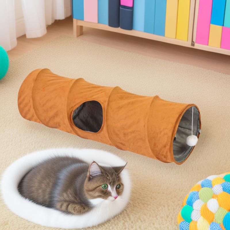 Foldable Double-Layer Cat Tunnel Toy – Suede, Easy Storage, Self-Amusement Pet Supplies