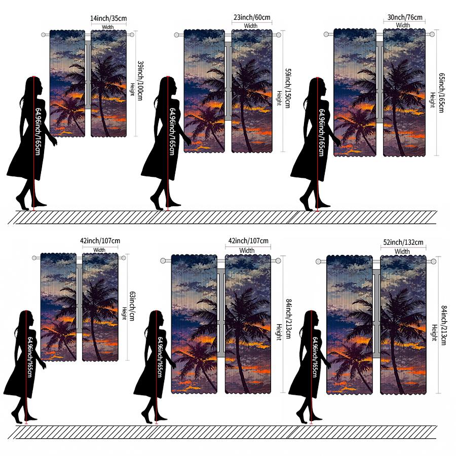 Coconut Tree Printed Curtains Pole Bag Christmas Decorations Daily Home Room Made Of Polyester