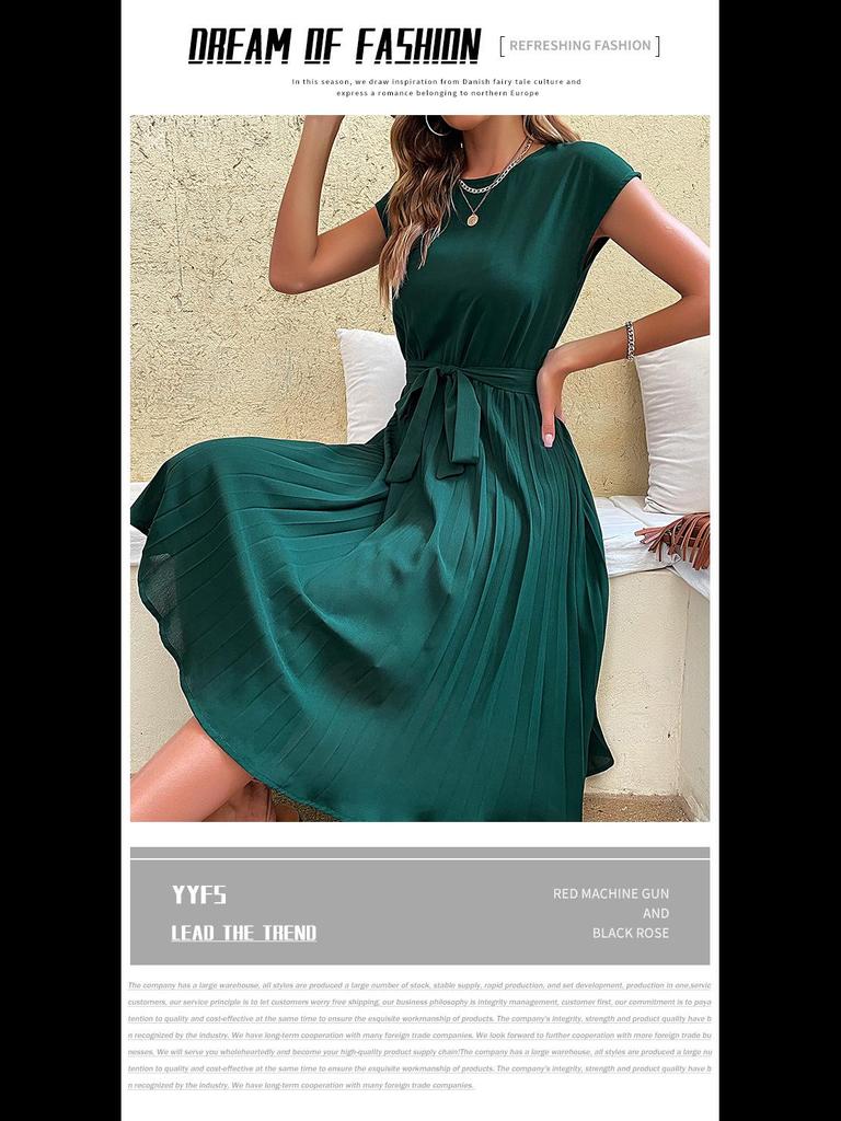 Rochie cu șireturi plisate pentru femei Vacanță de vară - Vânzare la cald în Europa și SUA