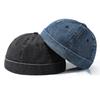 Hip Hop Blaue Denim Gewaschene Baumwolle Landhausmütze Docker Cap Aufgeschlagener Rand Krempenlose Mütze Einfarbige Verstellbare Beanie Mützen Streetwear