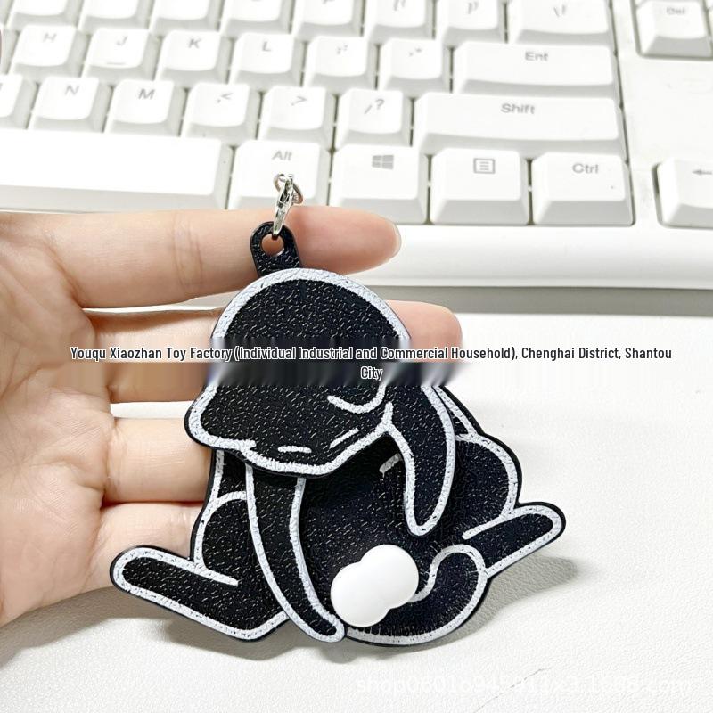 Creative Rotatable Cat Play Egg Keychain Pendant Prank Toy for Bags and Backpacks