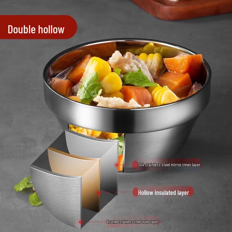 MAXCOOK 304 Stainless Steel Double-Layer Insulated Bowl