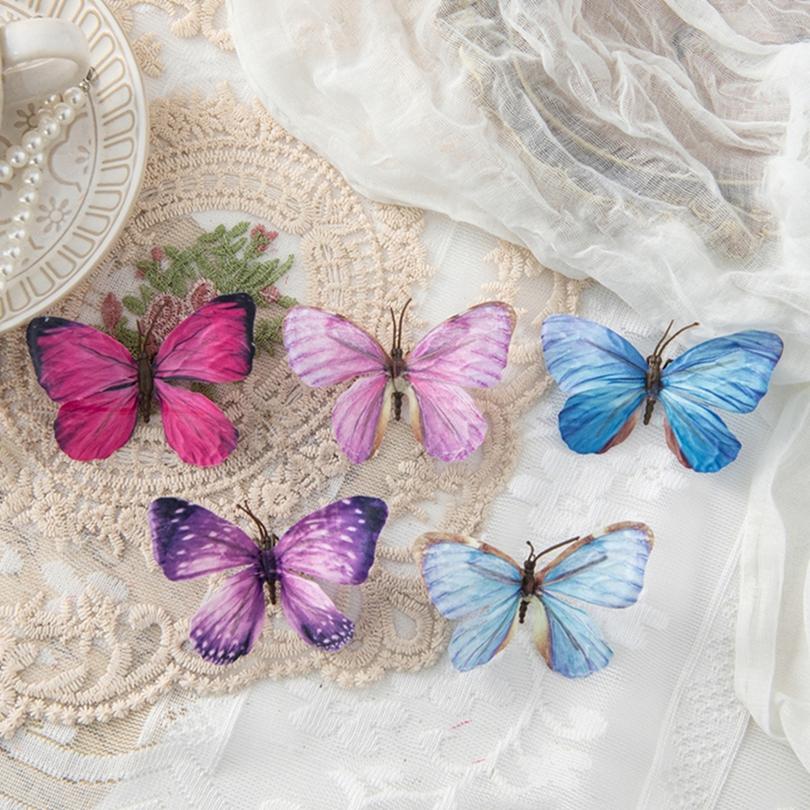 10/20PCS Artificial Flowers Fluorescents Butterfly Home Room Decor Christmas Wreath Wedding Bridal Headwear Brooch Diy Ornaments
