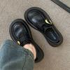 Platform British style small leather shoes women's 2025 spring and autumn new one-pedal black jk single shoes lazy Doudou loafers