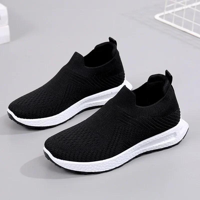 Fashion Women's Canvas Shoes Casual Vulcanized Shoes Fashion Elastic Knitted Sneakers Women Loafers Wedge Women Shoe Zapatillas De Mujer