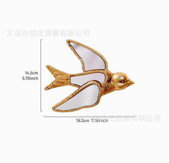 Golden Insect Mirror Butterfly Mirror Golden Bird Pendant Dragonfly Background Wall Hanging Decoration Room Accessories