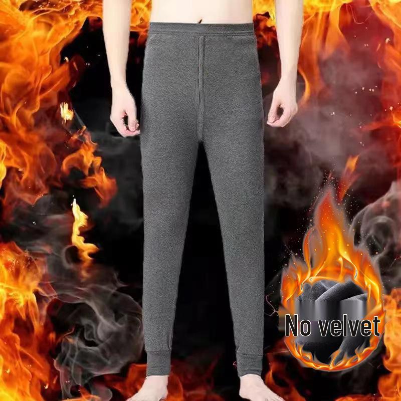 Men's Fleece-Lined Slim Fit Thermal Leggings - Winter Close-Fitting Cotton Wool Pants
