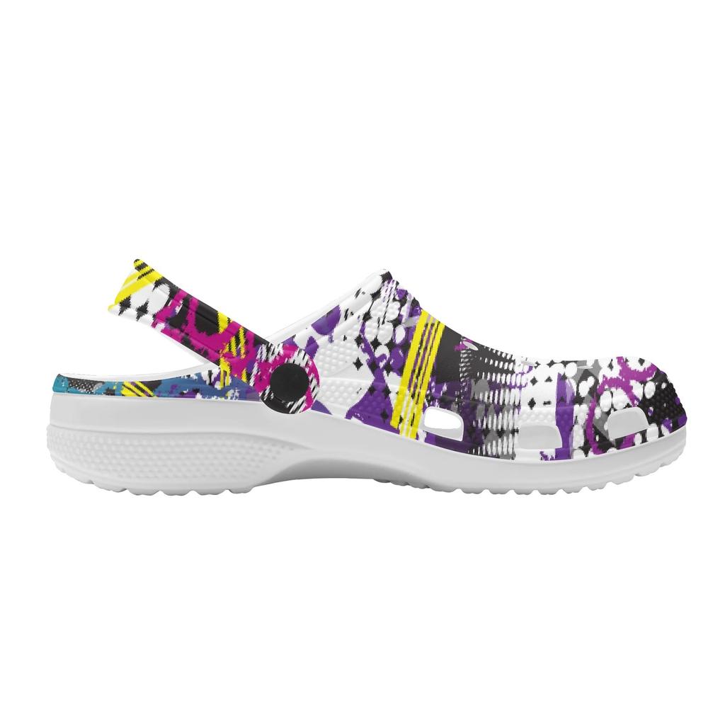 Printed EVA Slip On Clogs Unisex Lightweight Breathable Garden Shoes for Bathroom Beach Pool Home Summer Walking Garden Wear
