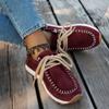 Damskie mokasyny wsuwane z zamszu - Płaskie buty z miękką podeszwą w stylu boho na jesień, Wygodne mokasyny do jazdy na co dzień