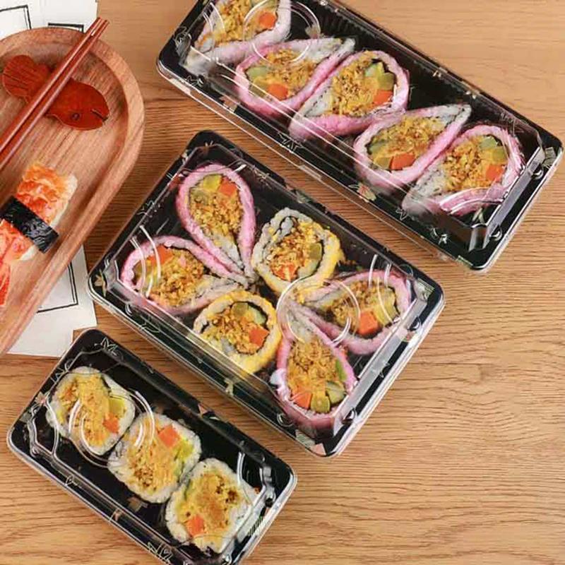 10 szt. pogrubionych pudełek na sushi z pokrywkami, jednorazowe, ekologiczne pojemniki na żywność, pudełka na wynos, pojemniki na wynos