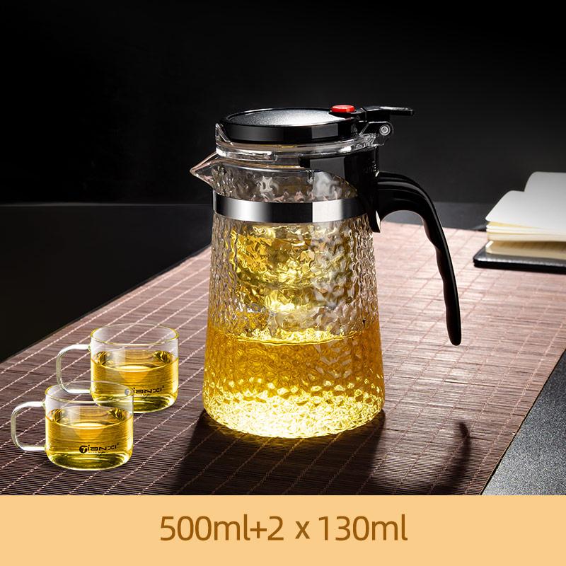 Heat-resistant Striated Glass Cup Set Tea Separation Glass Teapot Elegant And Textured Filter Flower Teapot