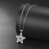  Rhinestones Heart Necklace for Women Stainless Steel Fashion Pentagram Star Pendant Chain Valentine's Day Jewelry Gift