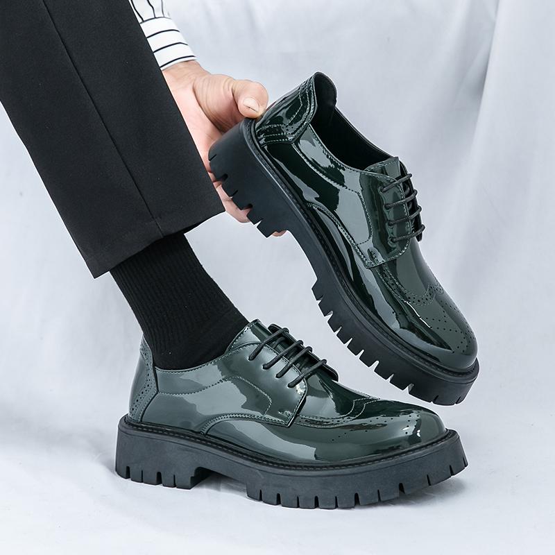 Fashion Fashion Brand Casual Leather Shoes Business Oxford Shoes Men's Soft Artificial Leather Non-slip Thick Soled Casual Driving Shoes