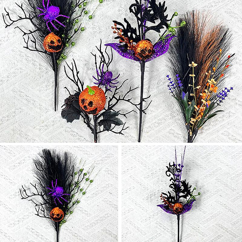 1PC Atmosphere Single Branch Halloween Pumpkin Decoration Sprigs Artifical Flower Ornament