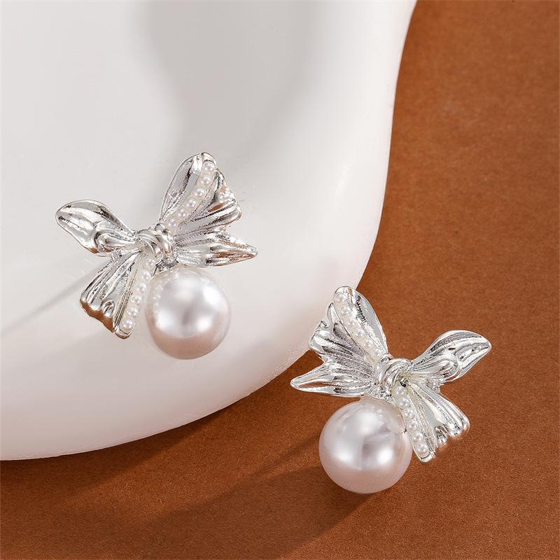 Luxury and Fashion High-end Style Pearl Bowknot Earrings for Women, Necklaces for Ladies, Earrings for Girls