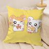 HHamtaro Cute Hamster Cushion Cover Silky Short Plush Invisible Zipper Dustproof Sofa Pillow Case for Home Decor