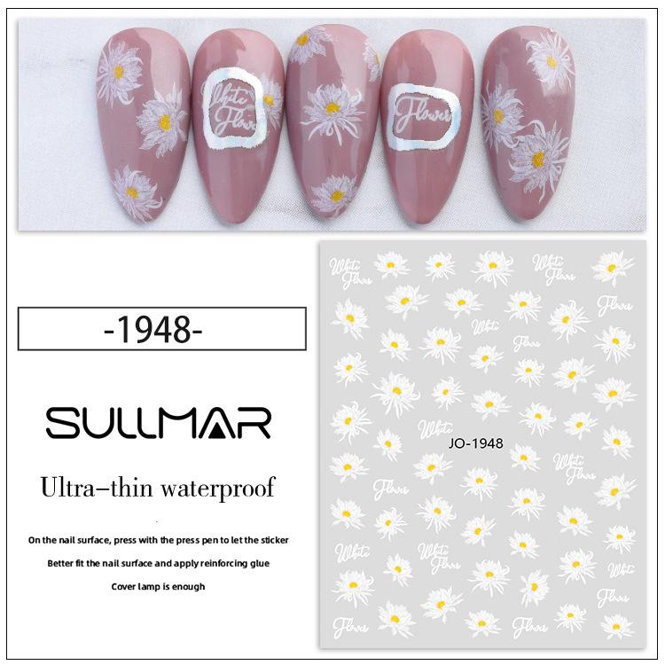 Summer Camellia Clear Flower Stickers for Nail Art - White and Ice Transparent Floral Decals