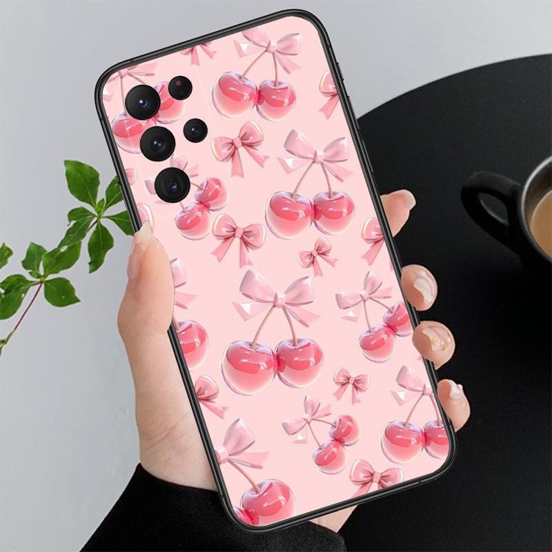 Phone Case For Samsung A17 A55 A16 A56 A35 A15 A53 A54 A33 A34 A25 A05S A52 A52S A07 A26 A06 Cute Pink Heart Bow
