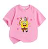Kids Boys Girls 100% Cotton Crew Neck Short Sleeve T-Shirt, Cute Cartoon Sea Sponge Pet Snail Jellyfish Print Casual Summer Tee Tops for Children