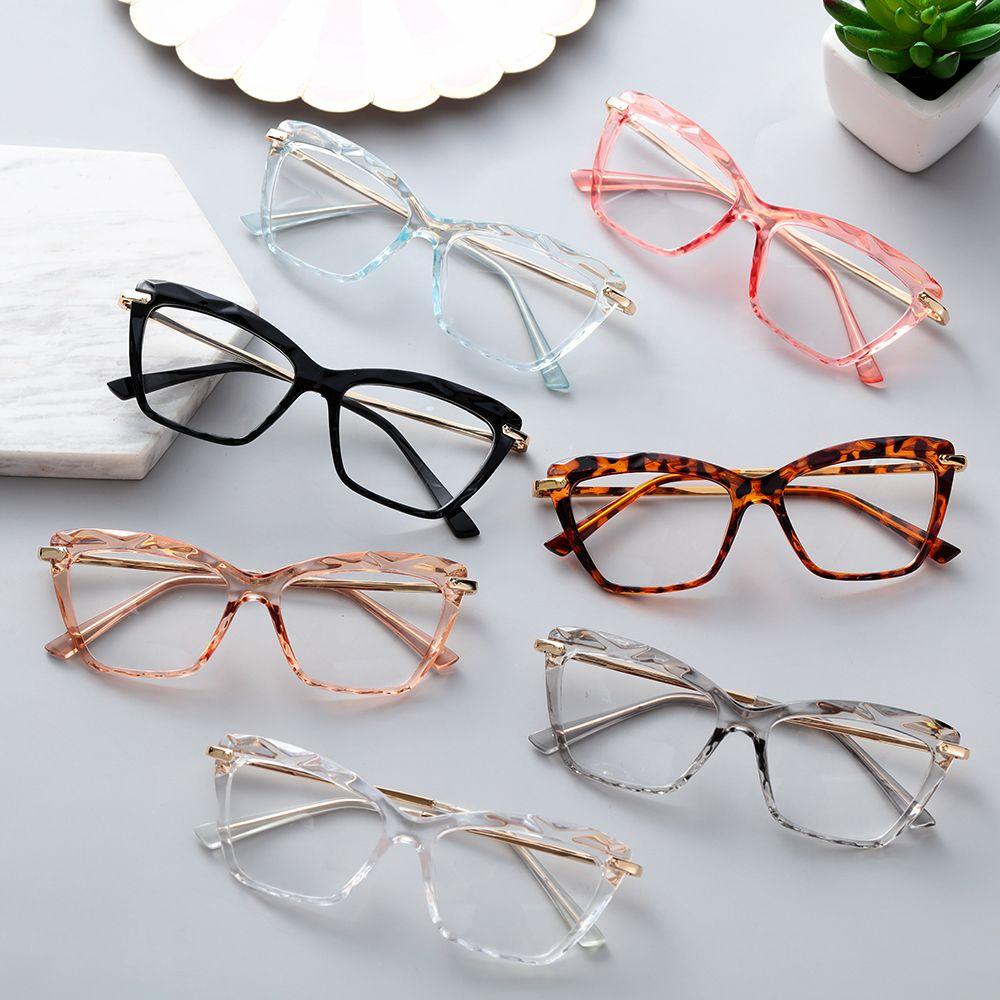 Be Equipped with Myopia Glasses Women's Eyeglass Frame Faceted Crystal Eyeglasses Cat Eye Glasses Frame Square Glasses Frame