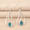 Oval Natural Apatite 925 Silver Daughter Gift Dangling Throat Chakra Earrings EE-139-2