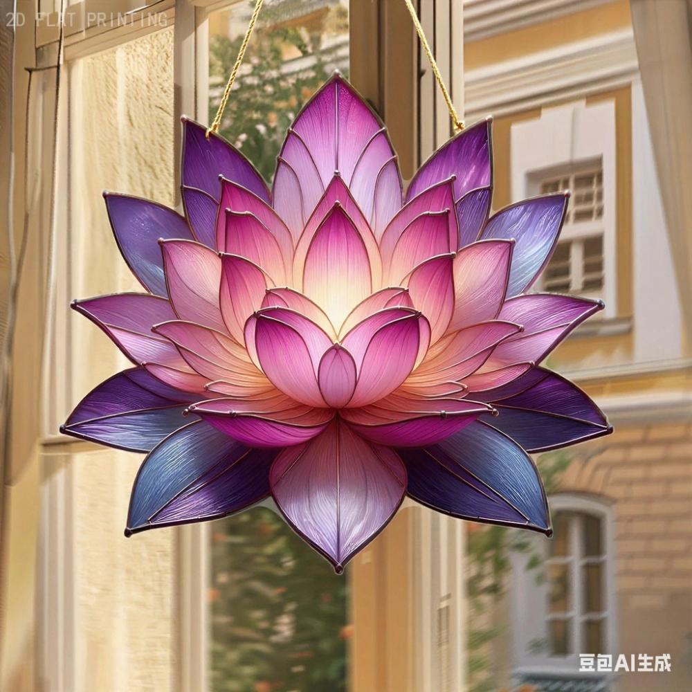 

1pc Acrylic 2D Lotus Sun Catcher Window Hanging Interior - 2D Flat Acrylic Ornament, Four Seasons Decoration, Novelty Home Decor, Perfect Durable 20x22cm