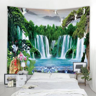 Nástěnná závěsná boho tapisérie Mandala Nástěnný umělec Domácí dekorace Tapisérie Krásná příroda Vodopád Krajina Tapisérie
