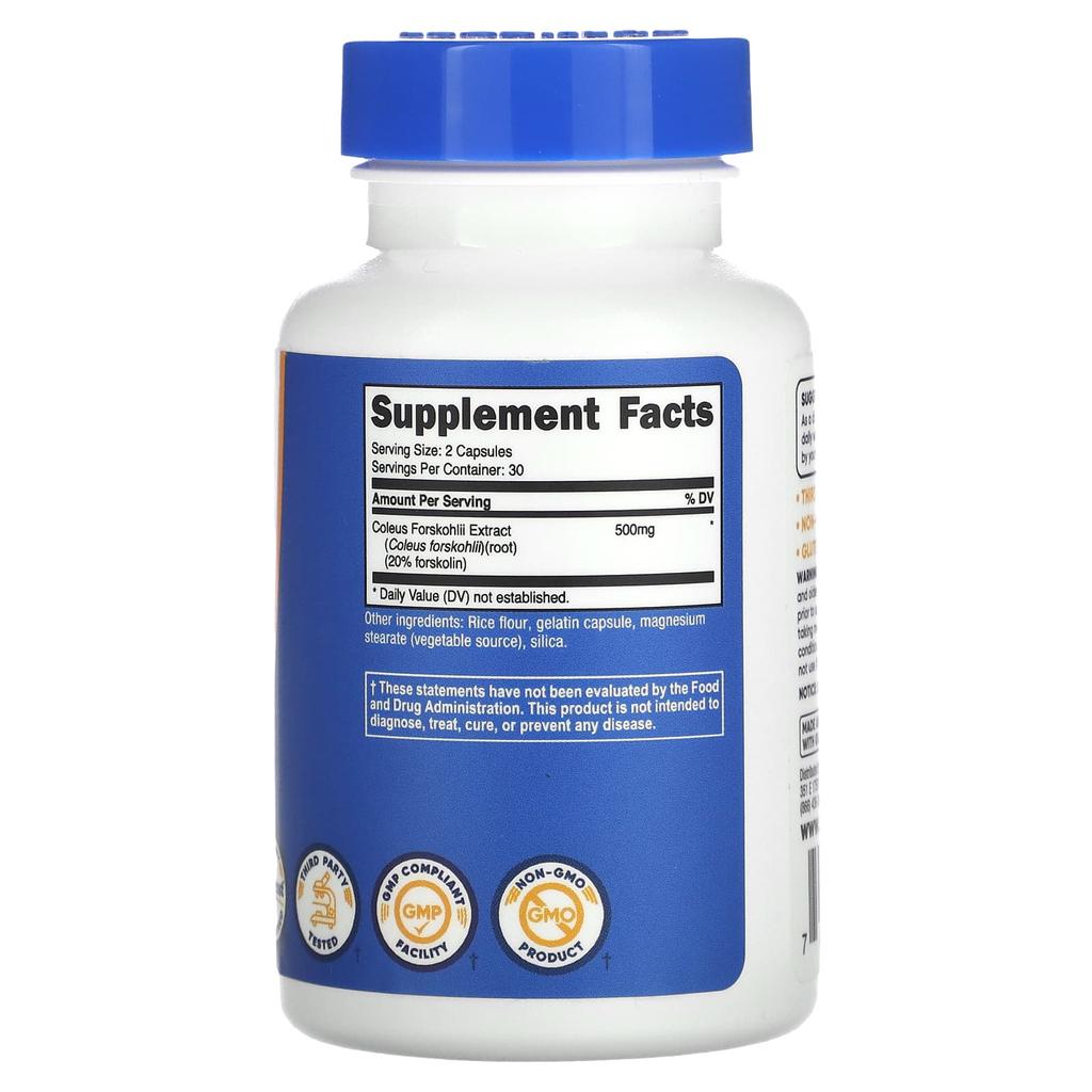 Nutricost, Forskoli, 500 mg, 60 capsules (250 mg per capsule)