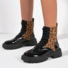 Fashion Women Boots High Quality Cross-tied British Style Boots Women Fashion Leopard Print Casual Shoes Women Round Toe Mid-Calf Boots