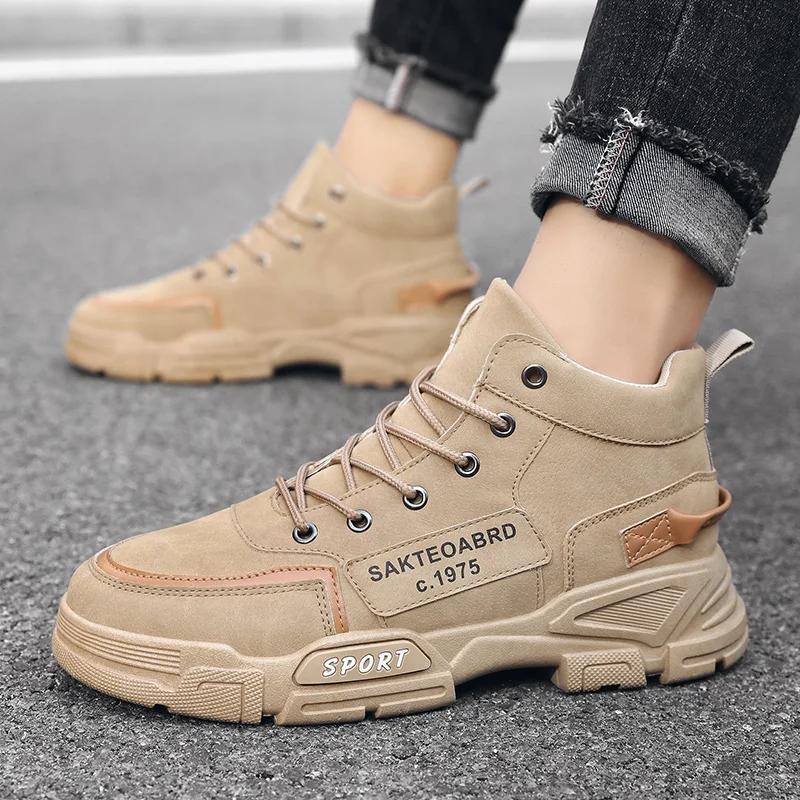 2025 New Autumn Winter Mens Shoes Fashion Outdoor Desert Shoes for Men Fashion Motorcycle Men High Top Ankle Boots Botas Hombre