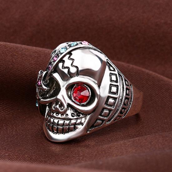 Unisex Punk Style Skull Star Rhinestone Inlaid Lover's Gift Ring Jewelry