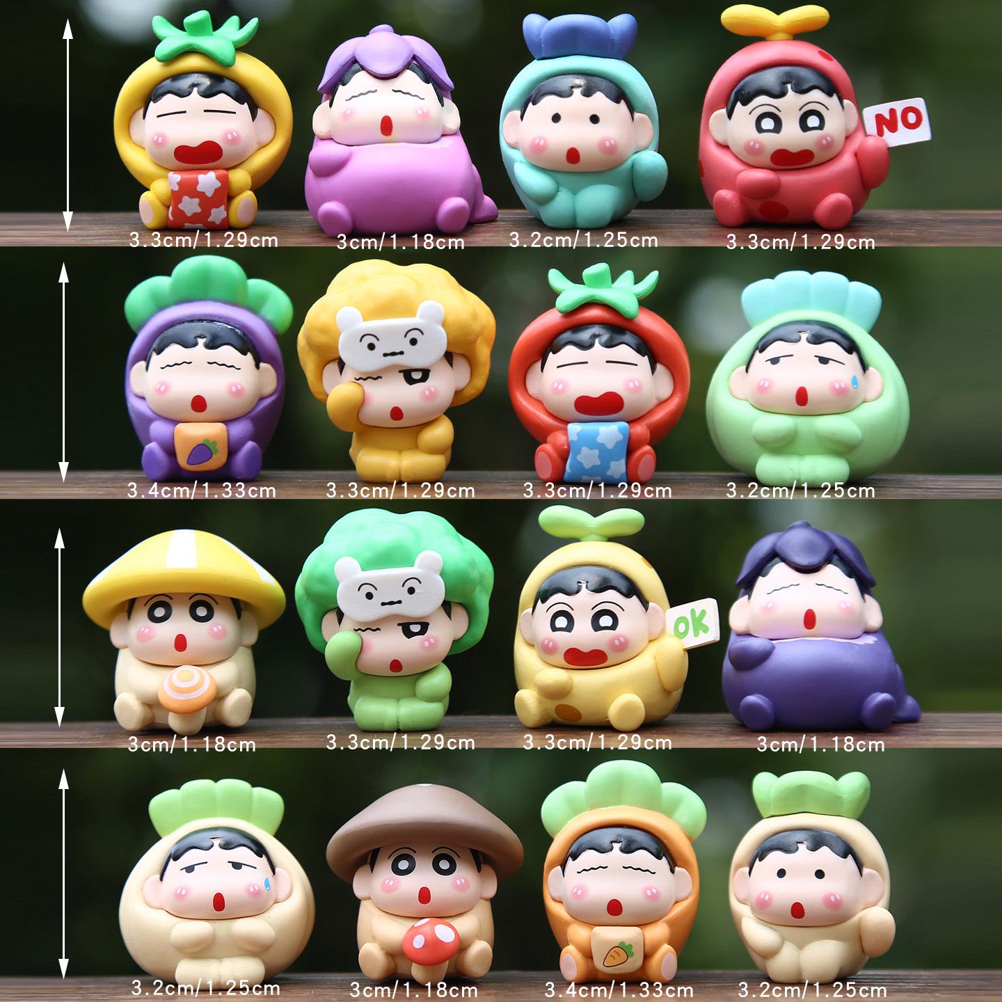 Fruit Cute Granules Japanese Anime Mini Doll Figure Desktop Decoration Blind Box 16 types of Fruit Little Shin