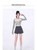 2025 New Women's Gray High Waist Slit A-line Bodycon Skirt Pants - Spring/Autumn Fashion