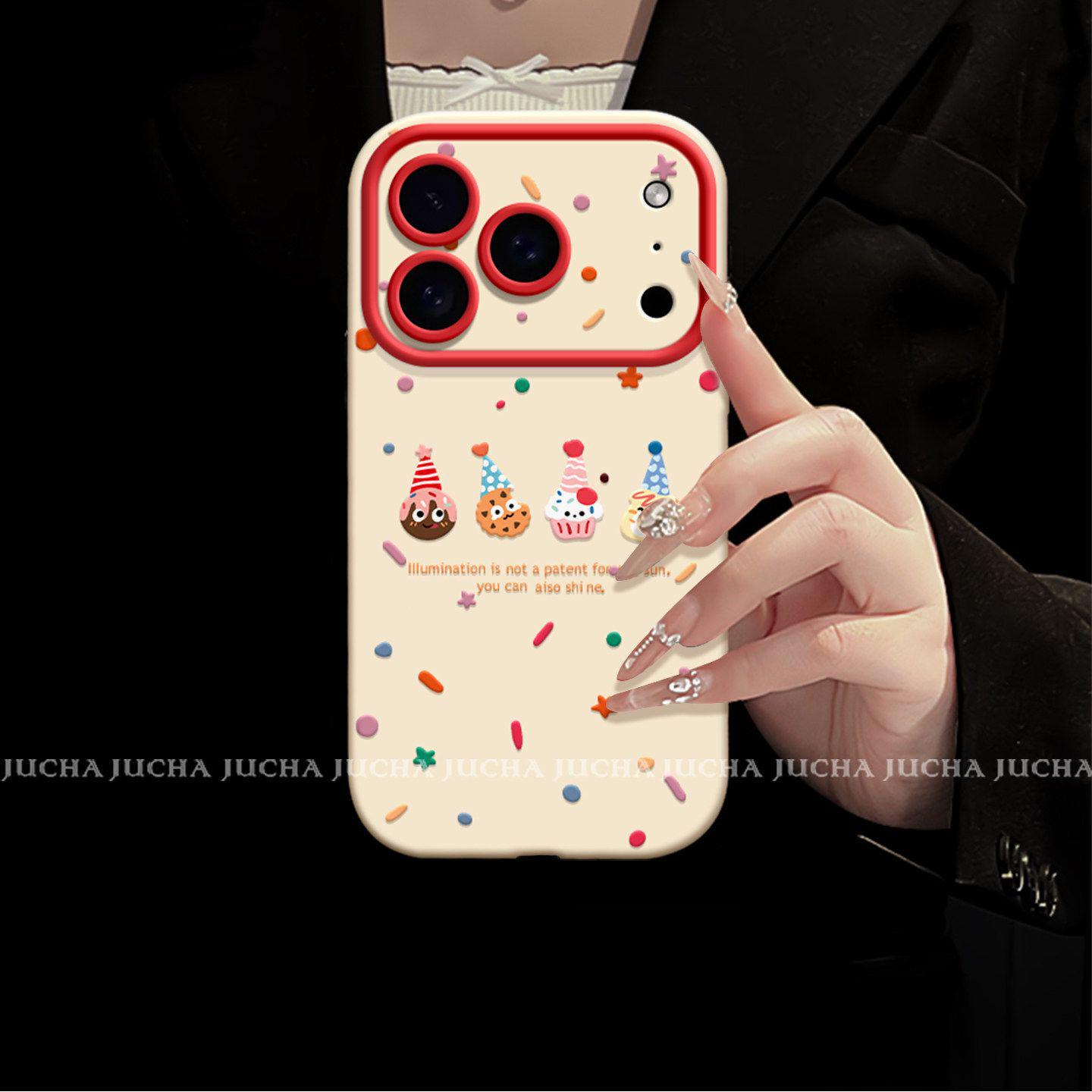 

iPhone 17 Pro Case: High-End, Niche, Apple 16, Fresh, Simple Full Screen, Colored Dots, Cookie Design 14 Pro Max