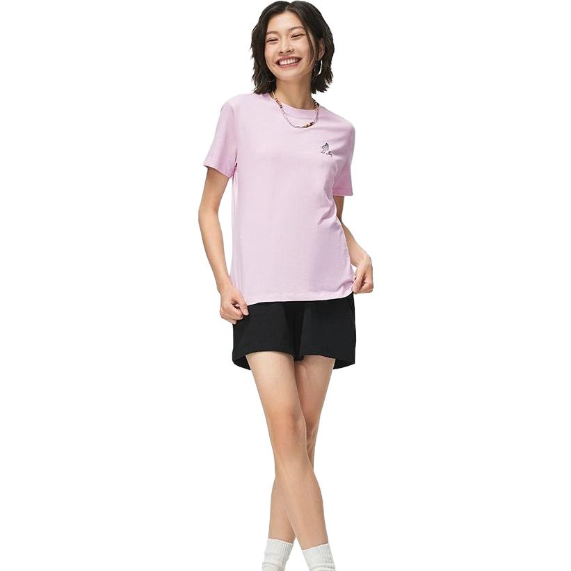 Li Ning Chinese Culture Series Dopamin Einfarbig Schmetterlingsmuster Bedruckt Rundhals Kurzarm T-Shirt Damen T-Shirt AHSU738-2