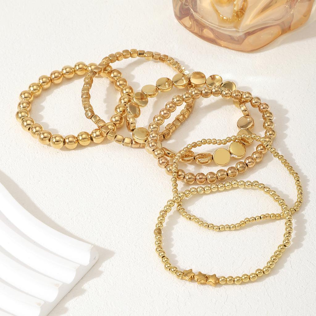 Bracelet de Perles CCB Vintage Bracelet de Perles Créatif Perle Plate Perle Étoile Ensemble de Bracelets pour Femmes Bohème Quotidien Polyvalent Zircon Cadeaux