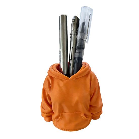 3D Printed Hoodie Pen Holder, Makeup Brush Organizer for Desk, Creative Sweatshirt Shape Pencil Storage Container, School Office оранжевый