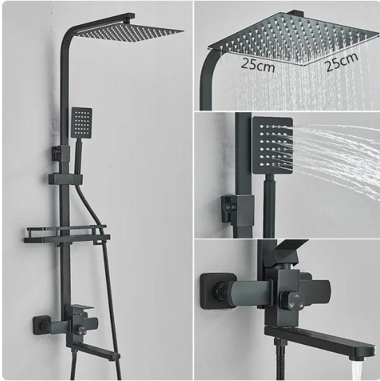 

Набор для душа в ванную из матового никеля, смеситель для ванны горячей и холодной воды, качественный латунный смеситель для душа в ванную, душевой кран, система для душа с дождевой лейкой чёрный