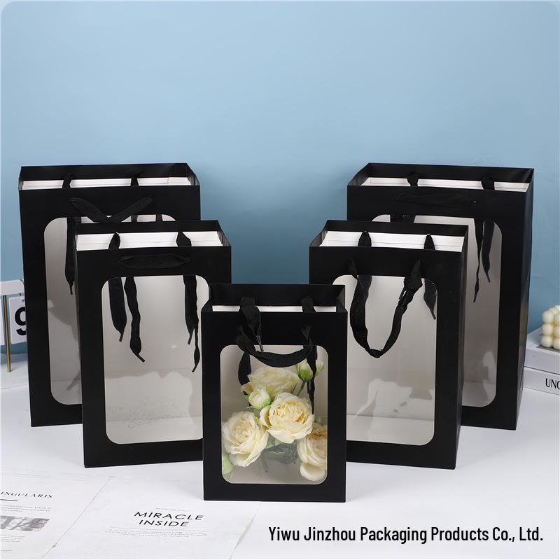 Verdickte Kraftpapier Geschenktüte mit Fenstergriff für Souvenirs und Blumen, Auf Lager