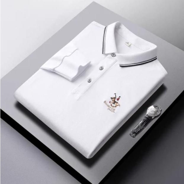 Cotton Striped Shirt Middle -Aged Men 'S Long -Sleeved T -Shirt Middle -Aged Men 'S T -Shirt