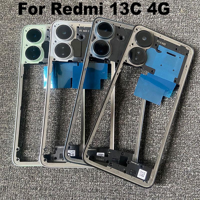 New For Xiaomi Redmi 13C Front Bezel Middle Frame Back Housing Mid Plate Replacement For Poco C65